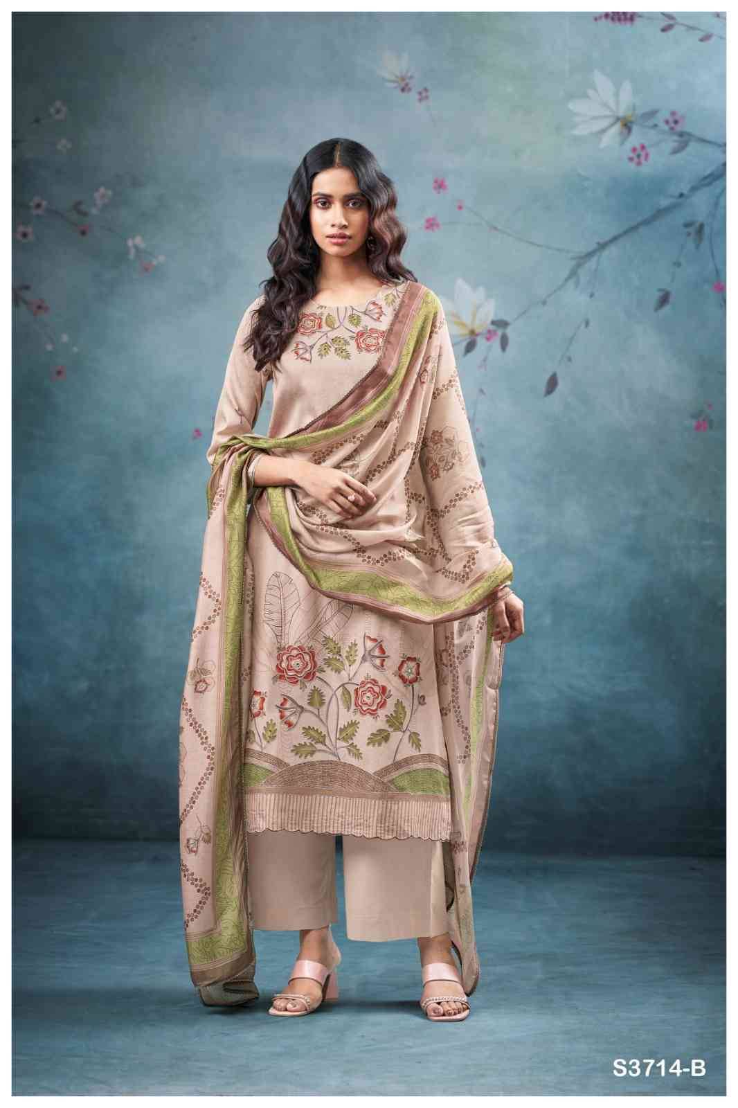 Winter-3714 By Ganga Fashion 3714-A To 3714-D Series Beautiful Festive Suits Colorful Stylish Fancy Casual Wear & Ethnic Wear Premium Cotton Satin Dresses At Wholesale Price