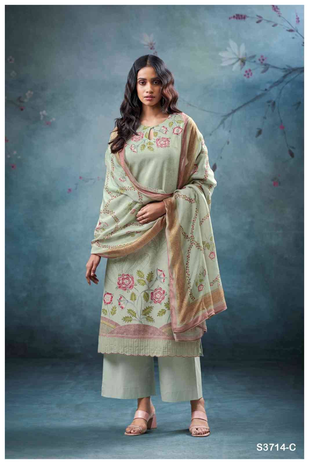 Winter-3714 By Ganga Fashion 3714-A To 3714-D Series Beautiful Festive Suits Colorful Stylish Fancy Casual Wear & Ethnic Wear Premium Cotton Satin Dresses At Wholesale Price