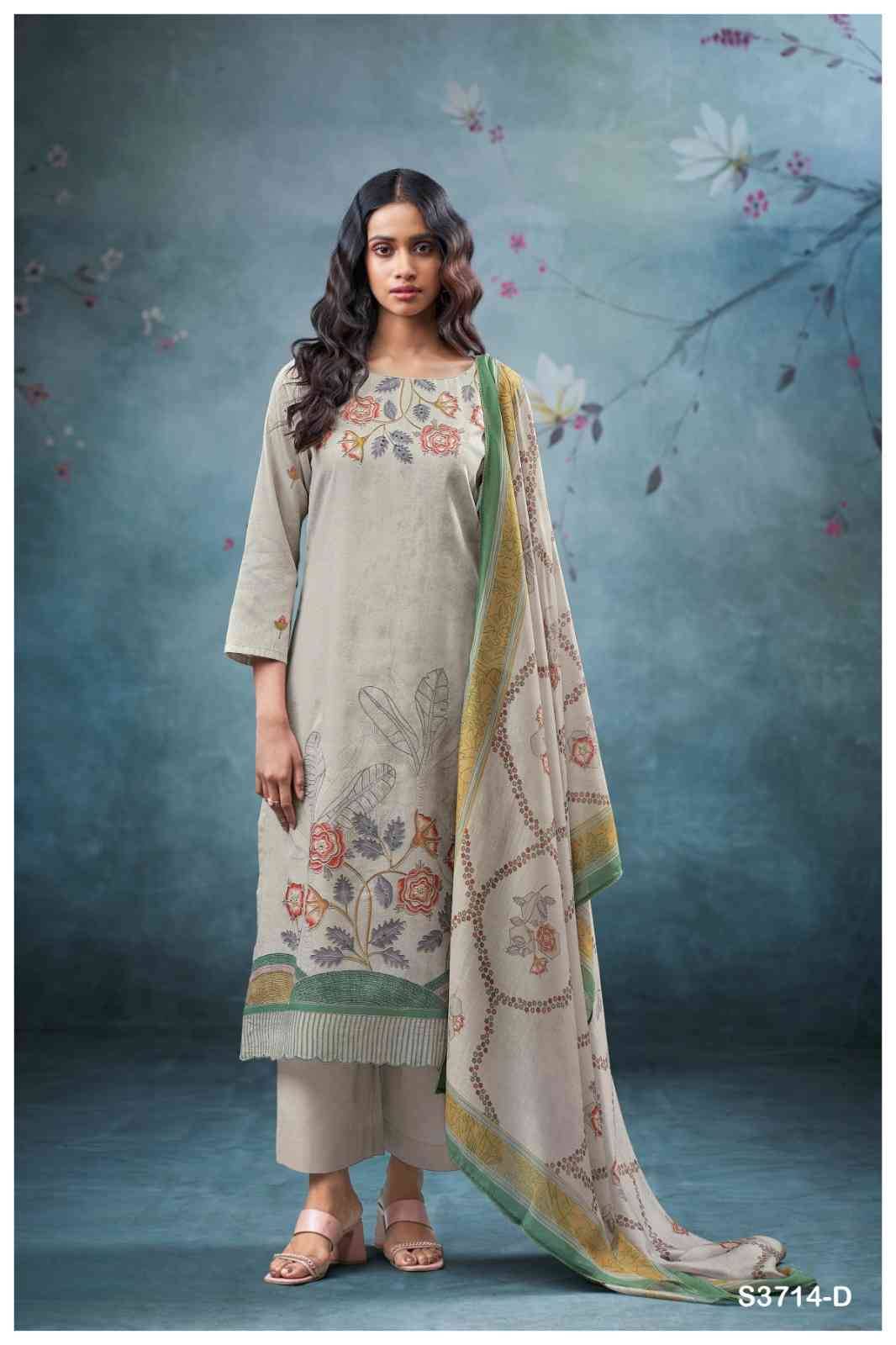 Winter-3714 By Ganga Fashion 3714-A To 3714-D Series Beautiful Festive Suits Colorful Stylish Fancy Casual Wear & Ethnic Wear Premium Cotton Satin Dresses At Wholesale Price