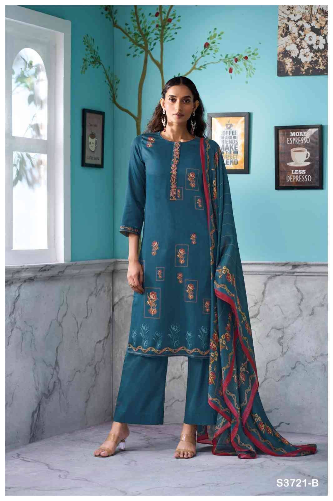 Breyathi-3721 By Ganga Fashion 3721-A To 3721-D Series Beautiful Festive Suits Colorful Stylish Fancy Casual Wear & Ethnic Wear Premium Cotton Satin Dresses At Wholesale Price