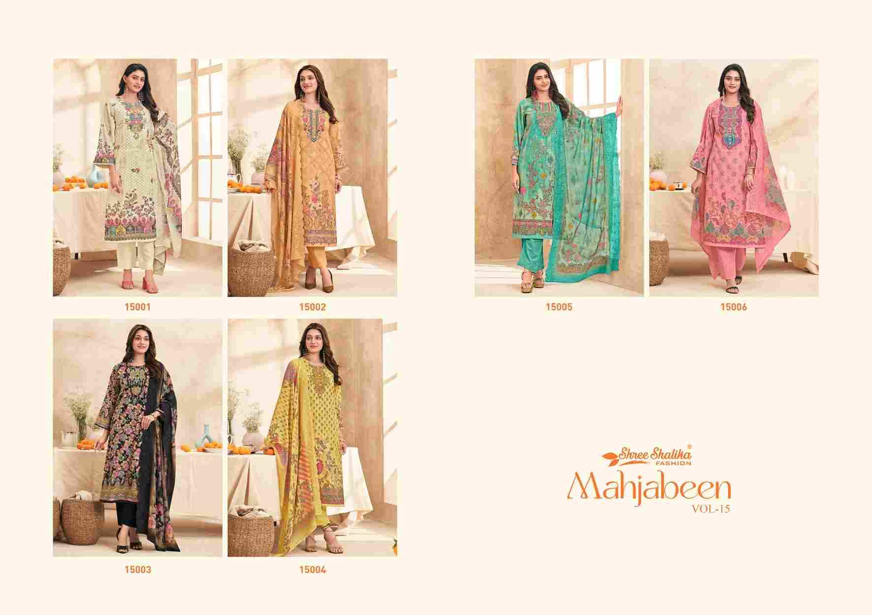 Mahjabeen Vol-15 By Shree Shalika Fashion 15001 To 15006 Series Beautiful Stylish Festive Suits Fancy Colorful Casual Wear & Ethnic Wear & Ready To Wear Cotton Lawn Print Dresses At Wholesale Price