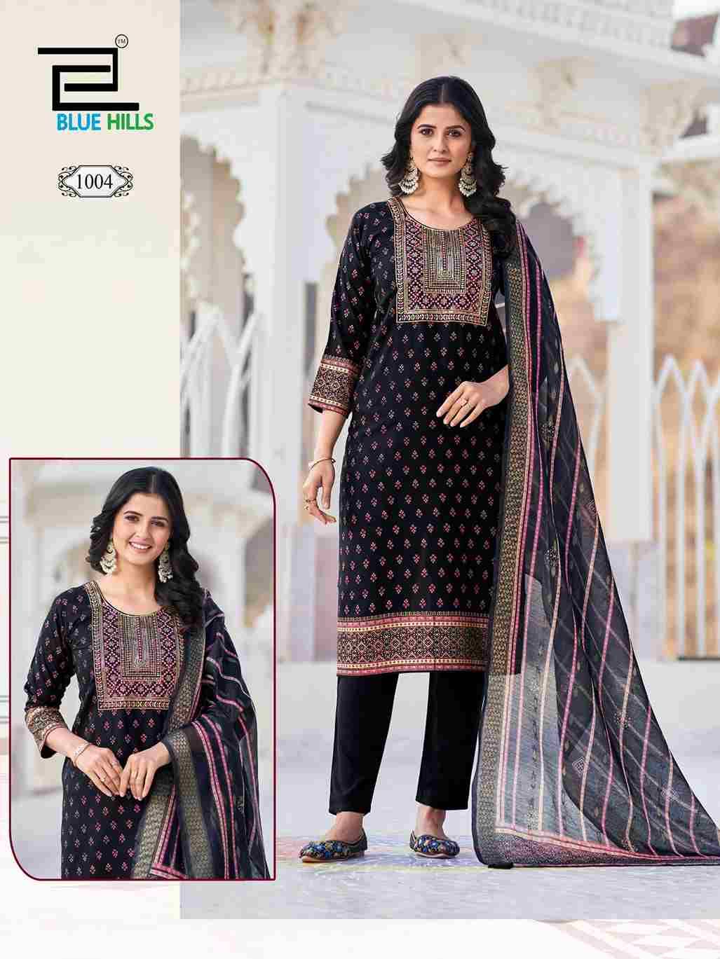 Dupatta World By Blue Hills 1001 To 1008 Series Beautiful Festive Suits Colorful Stylish Fancy Casual Wear & Ethnic Wear Rayon Foil Dresses At Wholesale Price