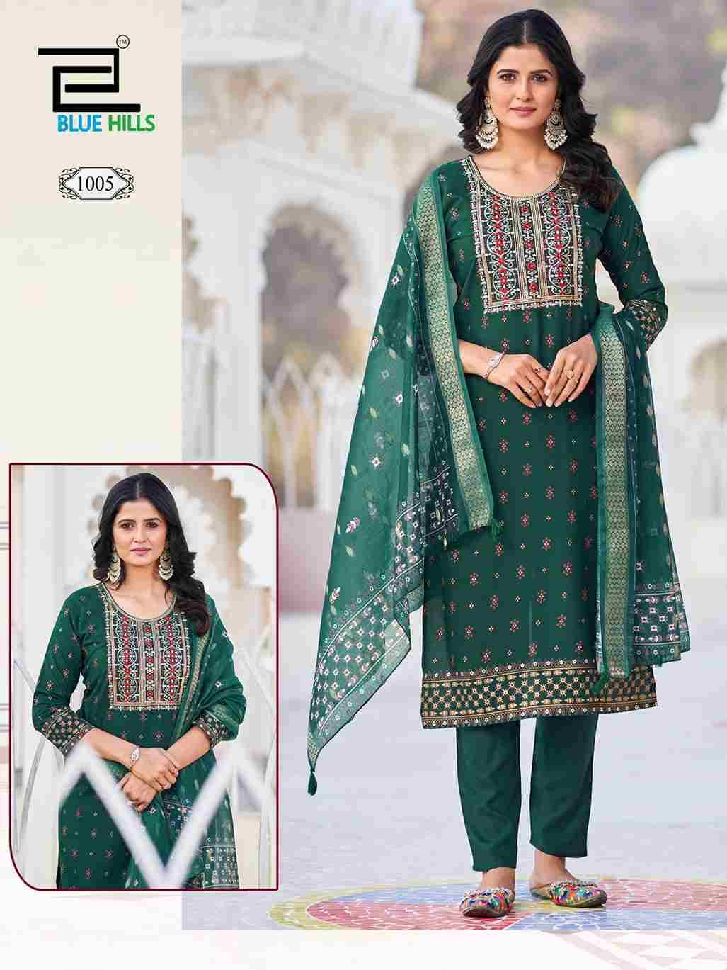 Dupatta World By Blue Hills 1001 To 1008 Series Beautiful Festive Suits Colorful Stylish Fancy Casual Wear & Ethnic Wear Rayon Foil Dresses At Wholesale Price