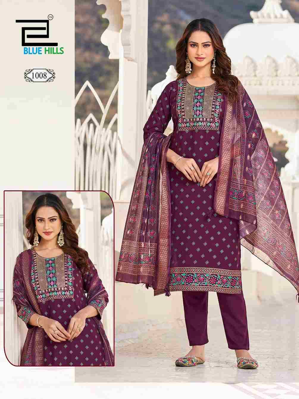 Dupatta World By Blue Hills 1001 To 1008 Series Beautiful Festive Suits Colorful Stylish Fancy Casual Wear & Ethnic Wear Rayon Foil Dresses At Wholesale Price