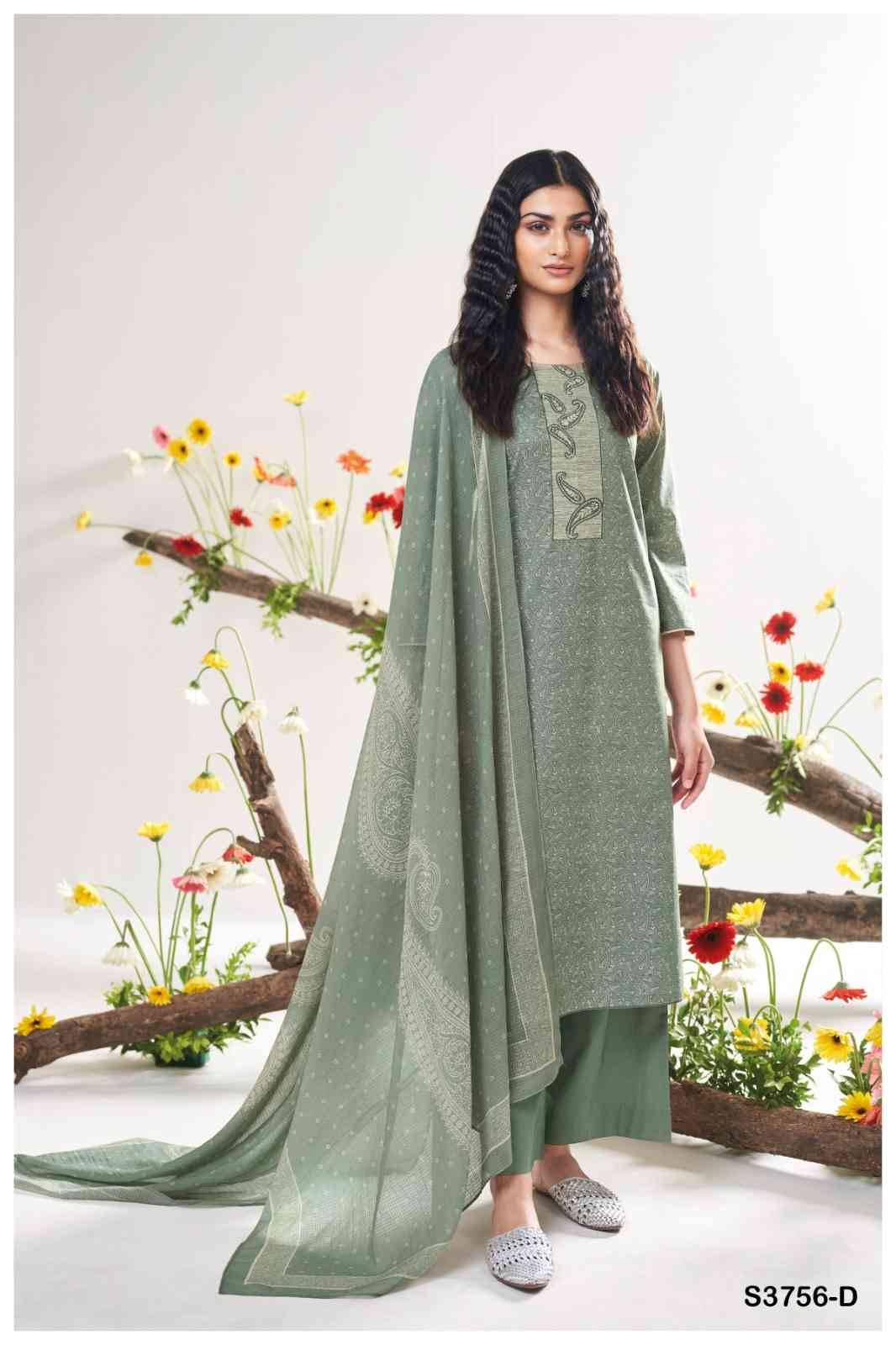 Keona-3756 By Ganga Fashion 3756-A To 3756-D Series Beautiful Festive Suits Colorful Stylish Fancy Casual Wear & Ethnic Wear Premium Cotton Satin Dresses At Wholesale Price