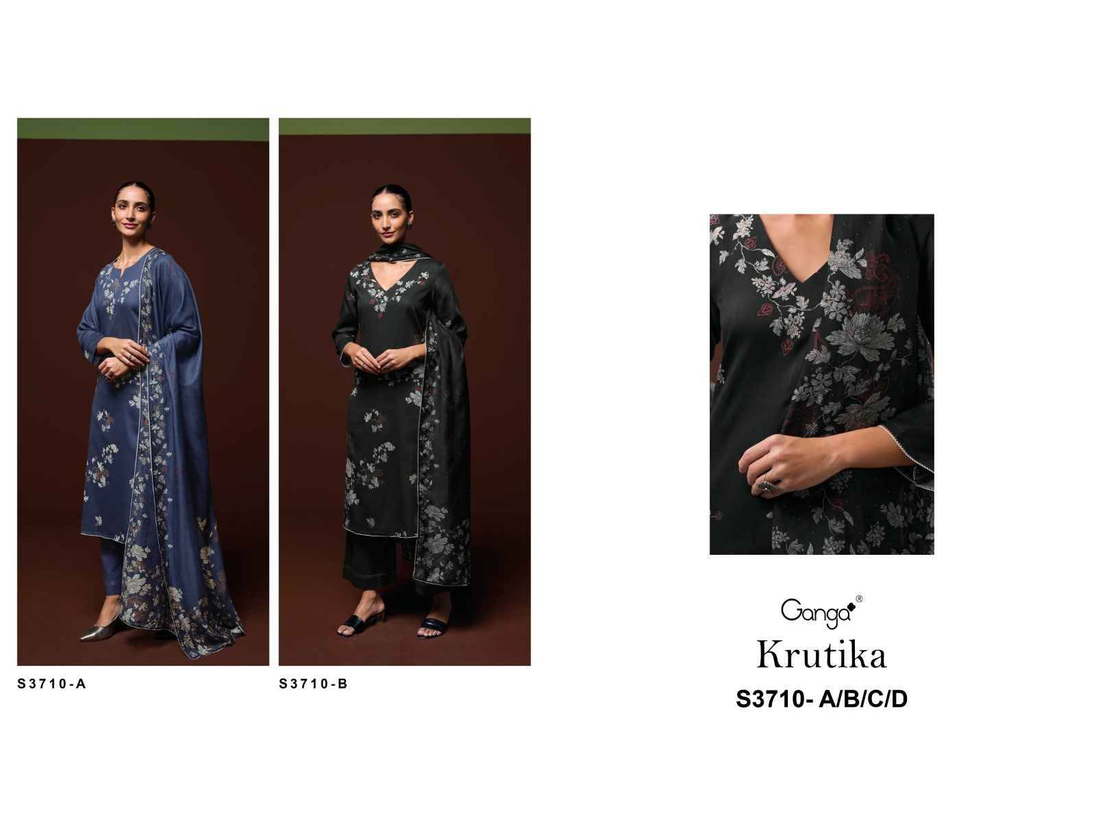 Krutika-3710 By Ganga Fashion 3710-A To 3710-B Series Beautiful Festive Suits Colorful Stylish Fancy Casual Wear & Ethnic Wear Premium Cotton Satin Dresses At Wholesale Price