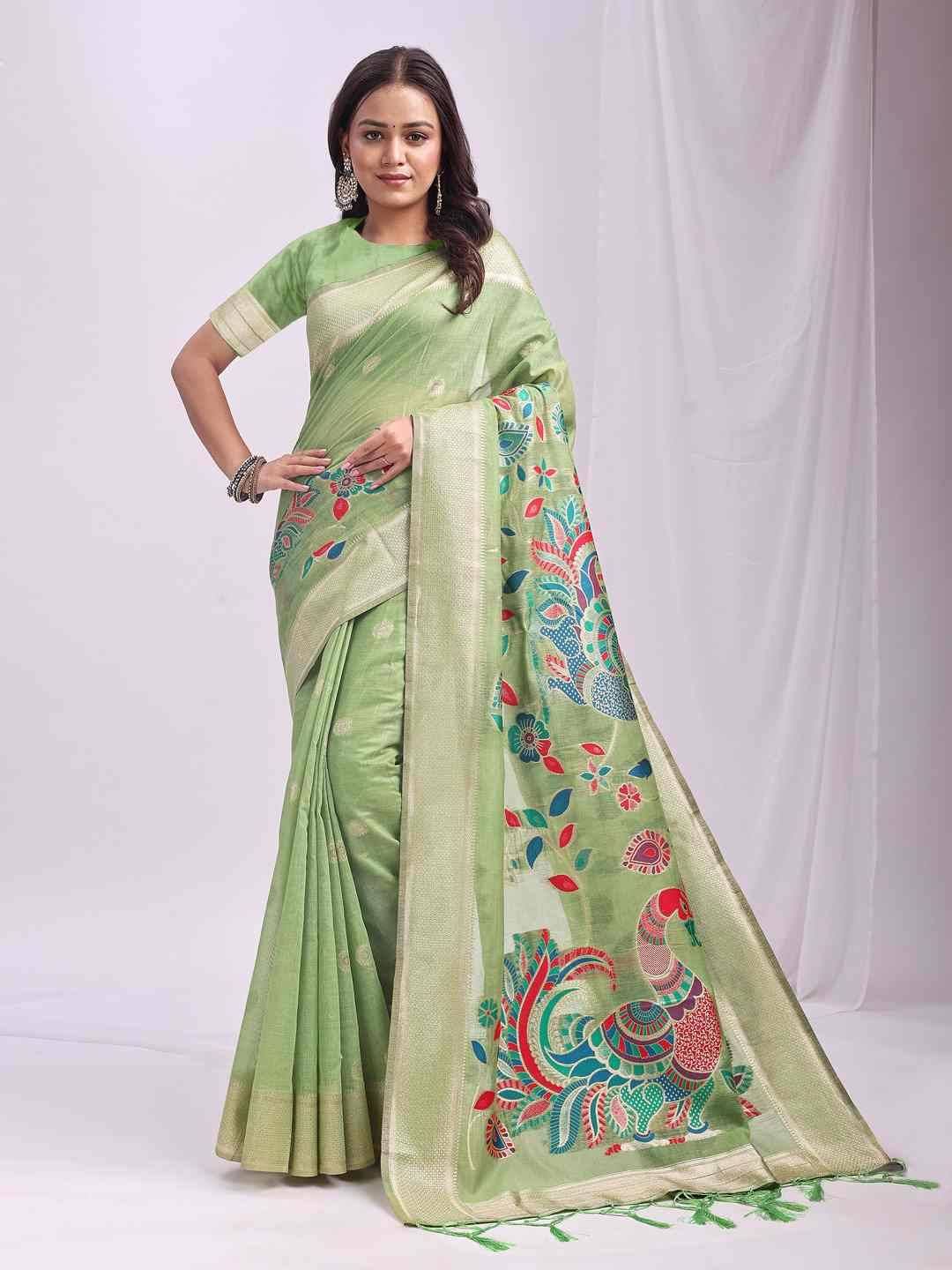 Morni By Fashid Wholesale 1001 To 1006 Series Indian Traditional Wear Collection Beautiful Stylish Fancy Colorful Party Wear & Occasional Wear Linen Cotton Sarees At Wholesale Price