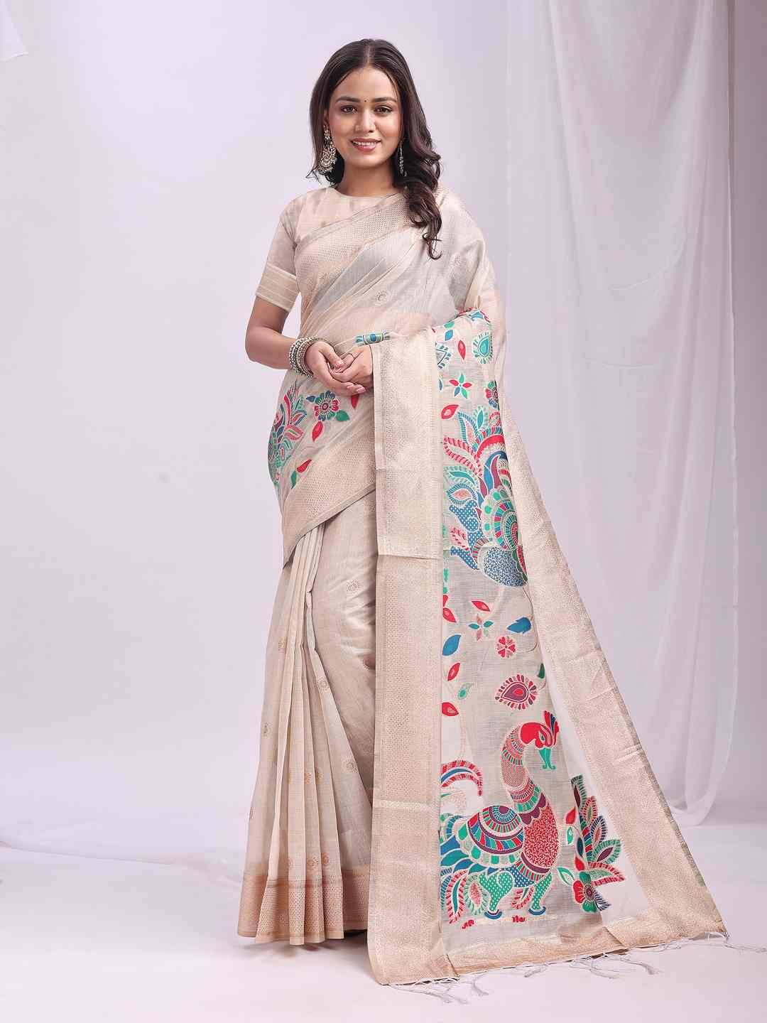Morni By Fashid Wholesale 1001 To 1006 Series Indian Traditional Wear Collection Beautiful Stylish Fancy Colorful Party Wear & Occasional Wear Linen Cotton Sarees At Wholesale Price