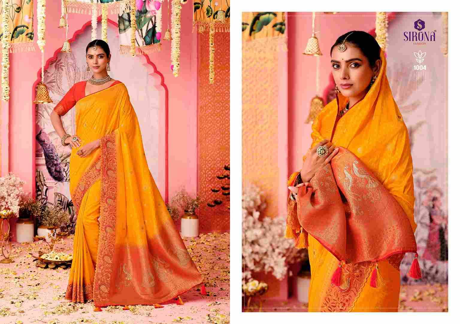 Shubh Laxmi By Sirona Fashion 1001 To 1009 Series Indian Traditional Wear Collection Beautiful Stylish Fancy Colorful Party Wear & Occasional Wear Dola Silk Sarees At Wholesale Price