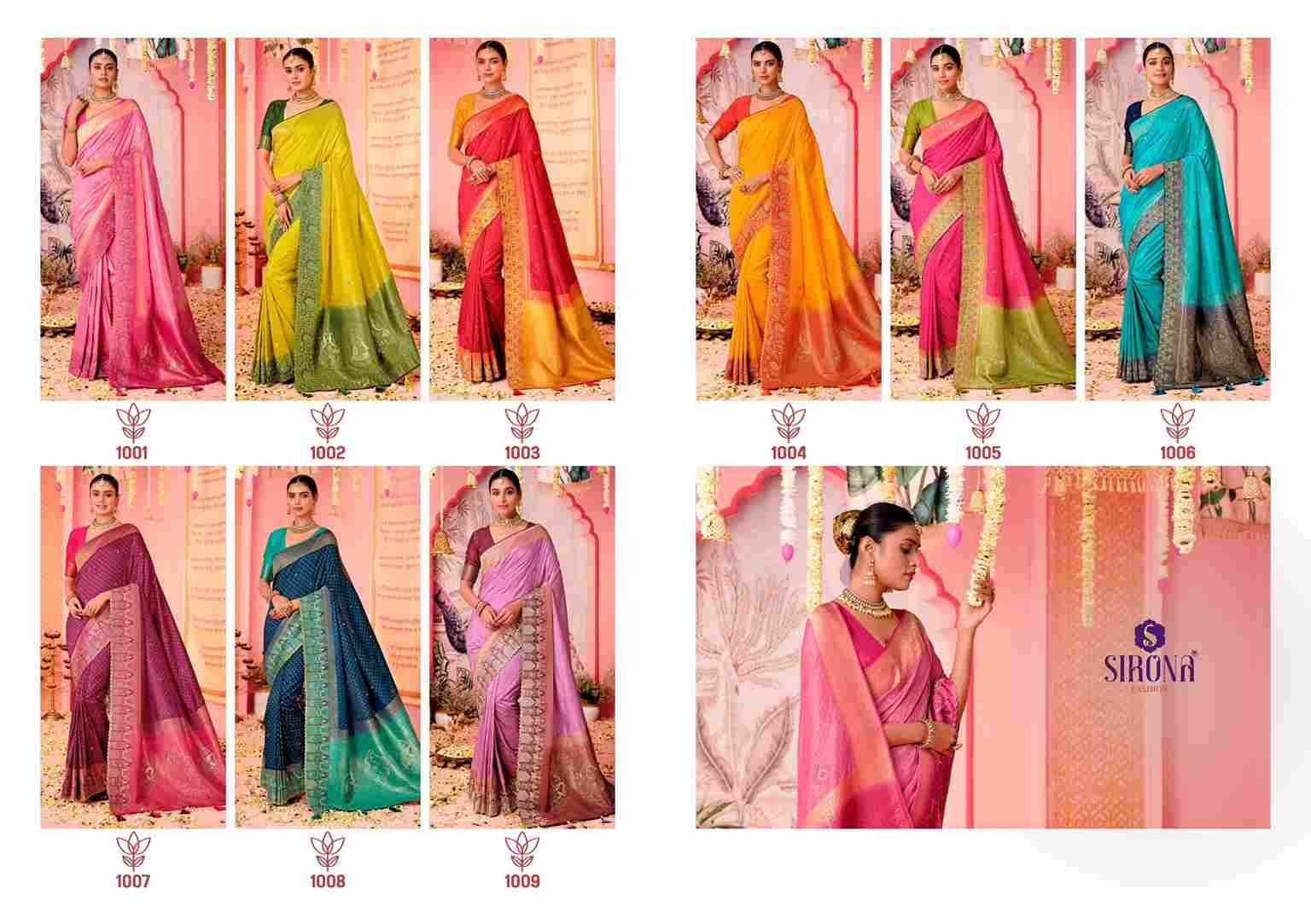 Shubh Laxmi By Sirona Fashion 1001 To 1009 Series Indian Traditional Wear Collection Beautiful Stylish Fancy Colorful Party Wear & Occasional Wear Dola Silk Sarees At Wholesale Price