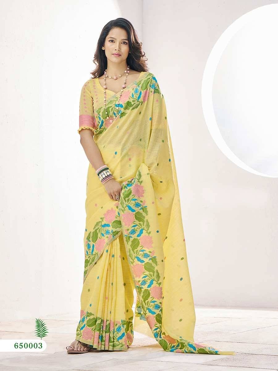 Gulabi By Rajpath 650001 To 650006 Series Indian Traditional Wear Collection Beautiful Stylish Fancy Colorful Party Wear & Occasional Wear Linen Silk Sarees At Wholesale Price
