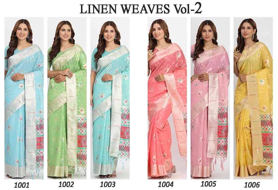 Linen Weaves Vol-2 By Fashid Wholesale 1001 To 1006 Series Indian Traditional Wear Collection Beautiful Stylish Fancy Colorful Party Wear & Occasional Wear Linen Cotton Sarees At Wholesale Price