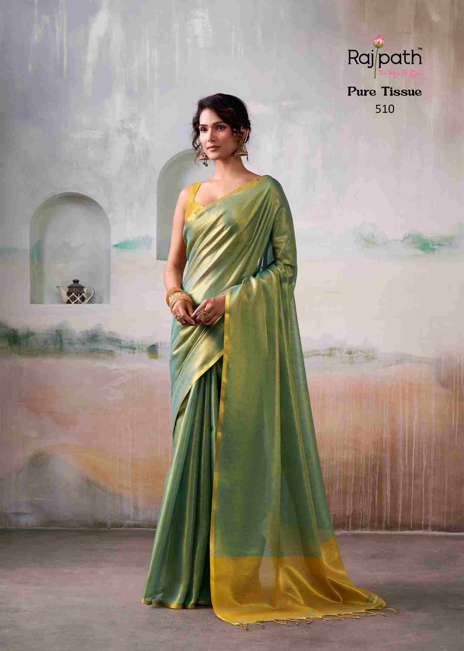 Anvika Tissue By Rajpath 510 To 515 Series Indian Traditional Wear Collection Beautiful Stylish Fancy Colorful Party Wear & Occasional Wear Handloom Tissue Sarees At Wholesale Price