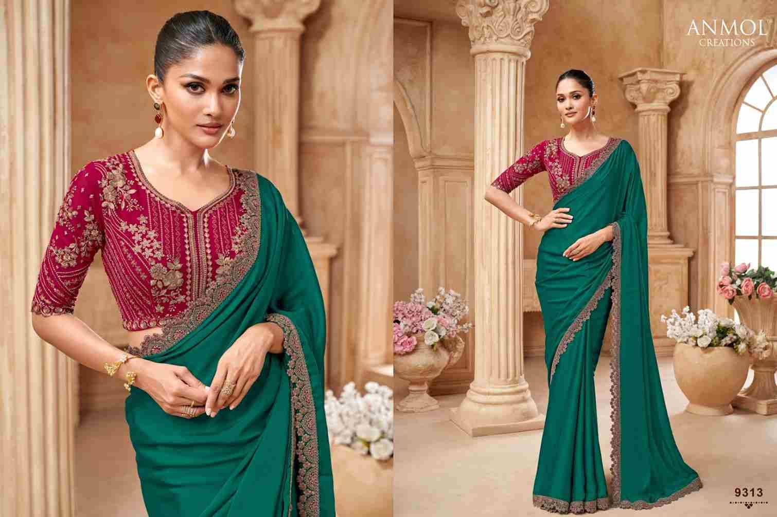 Exotique Vol-6 By Anmol Creation 9301 To 9316 Series Indian Traditional Wear Collection Beautiful Stylish Fancy Colorful Party Wear & Occasional Wear Crush/Shimmer/Fendi Sarees At Wholesale Price