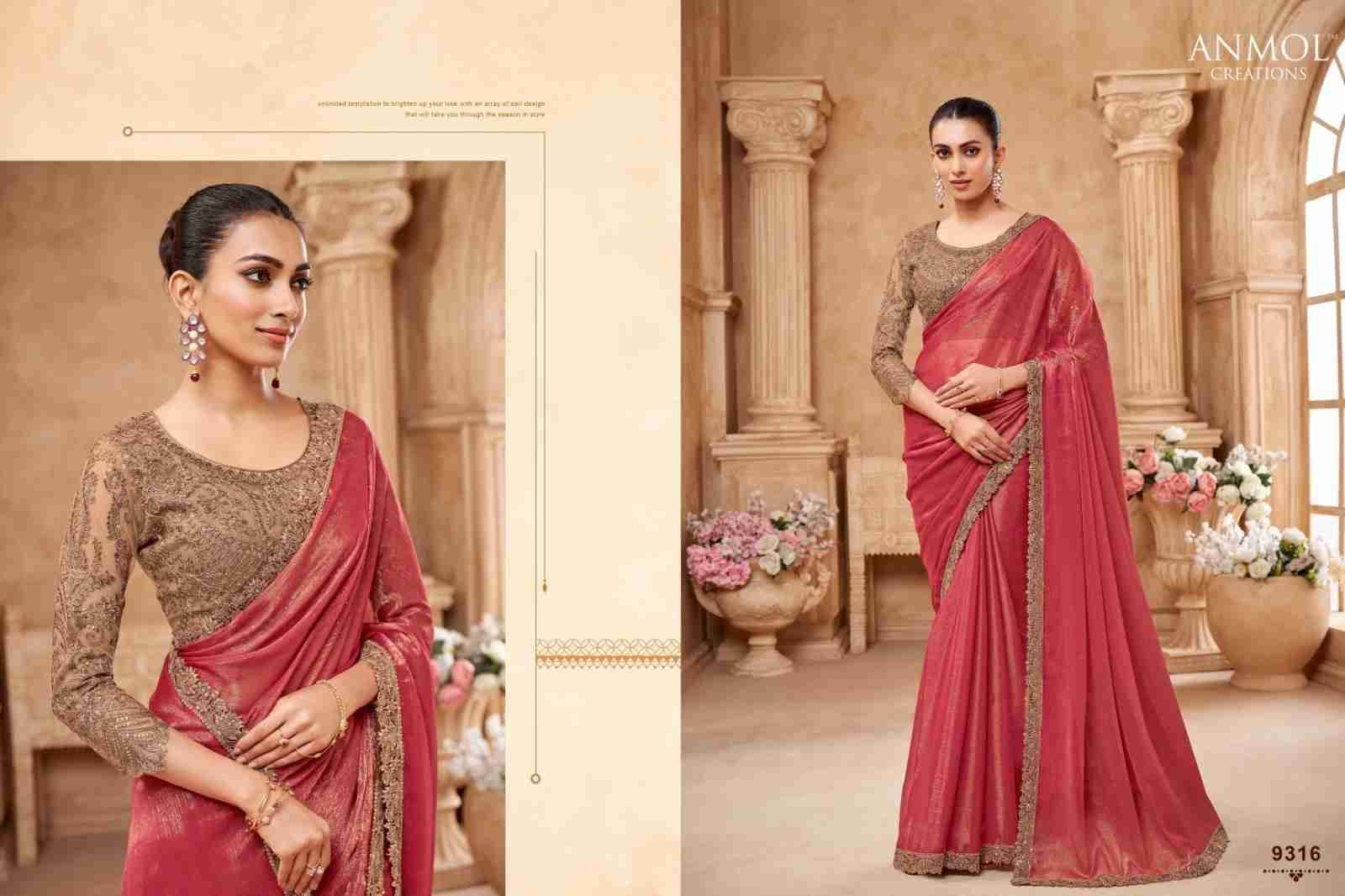 Exotique Vol-6 By Anmol Creation 9301 To 9316 Series Indian Traditional Wear Collection Beautiful Stylish Fancy Colorful Party Wear & Occasional Wear Crush/Shimmer/Fendi Sarees At Wholesale Price