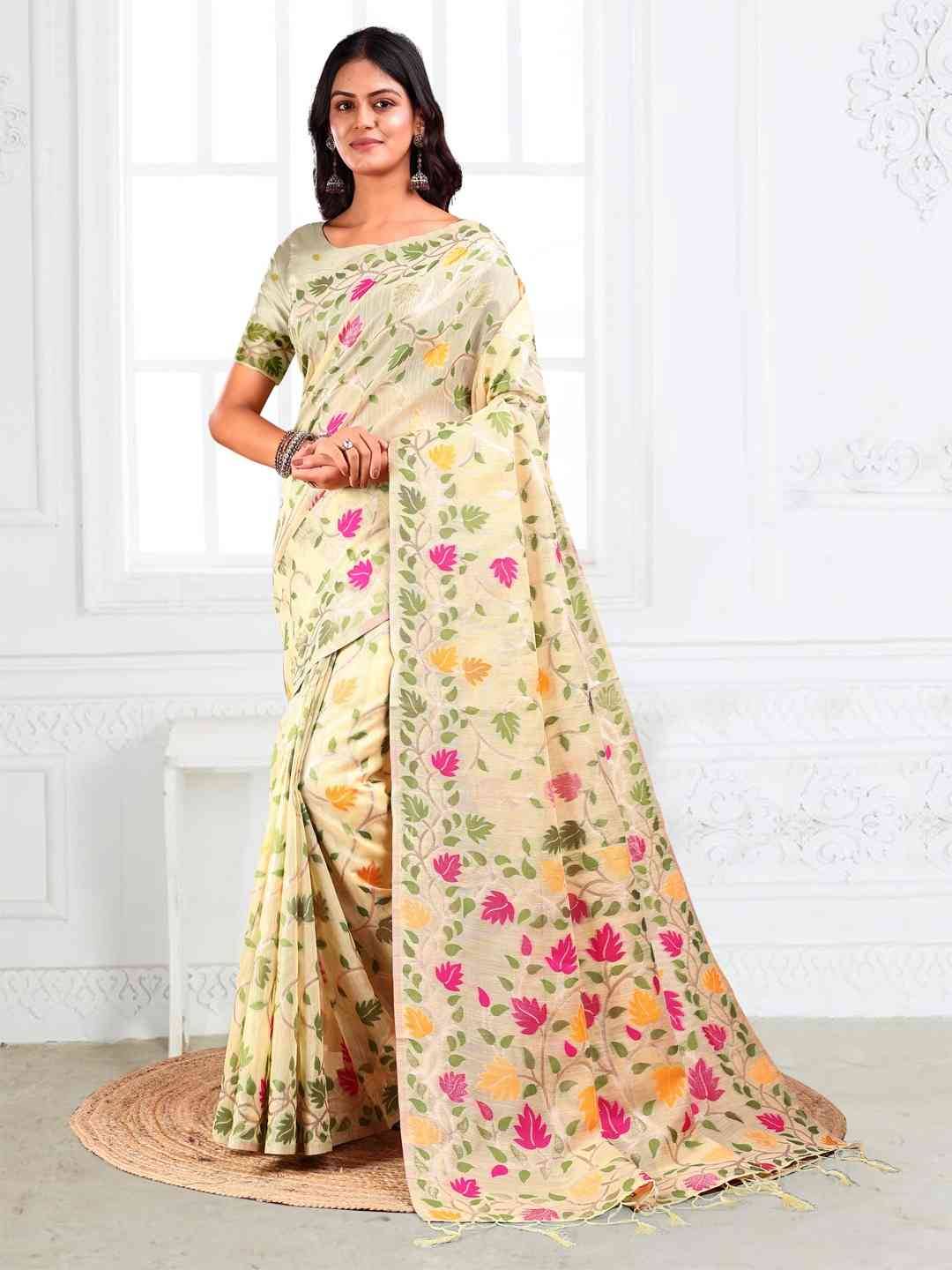Gulbahar By Fashid Wholesale 1001 To 1006 Series Indian Traditional Wear Collection Beautiful Stylish Fancy Colorful Party Wear & Occasional Wear Linen Cotton Sarees At Wholesale Price