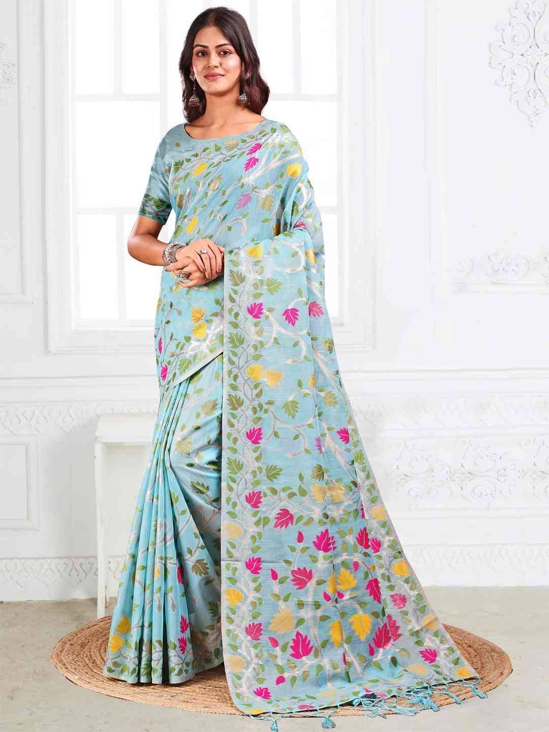 Gulbahar By Fashid Wholesale 1001 To 1006 Series Indian Traditional Wear Collection Beautiful Stylish Fancy Colorful Party Wear & Occasional Wear Linen Cotton Sarees At Wholesale Price