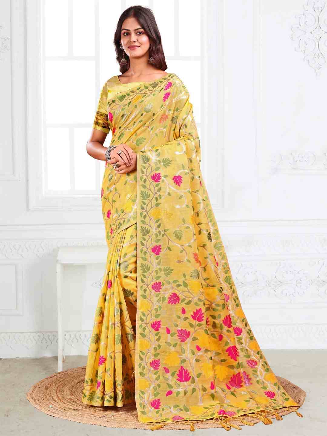 Gulbahar By Fashid Wholesale 1001 To 1006 Series Indian Traditional Wear Collection Beautiful Stylish Fancy Colorful Party Wear & Occasional Wear Linen Cotton Sarees At Wholesale Price