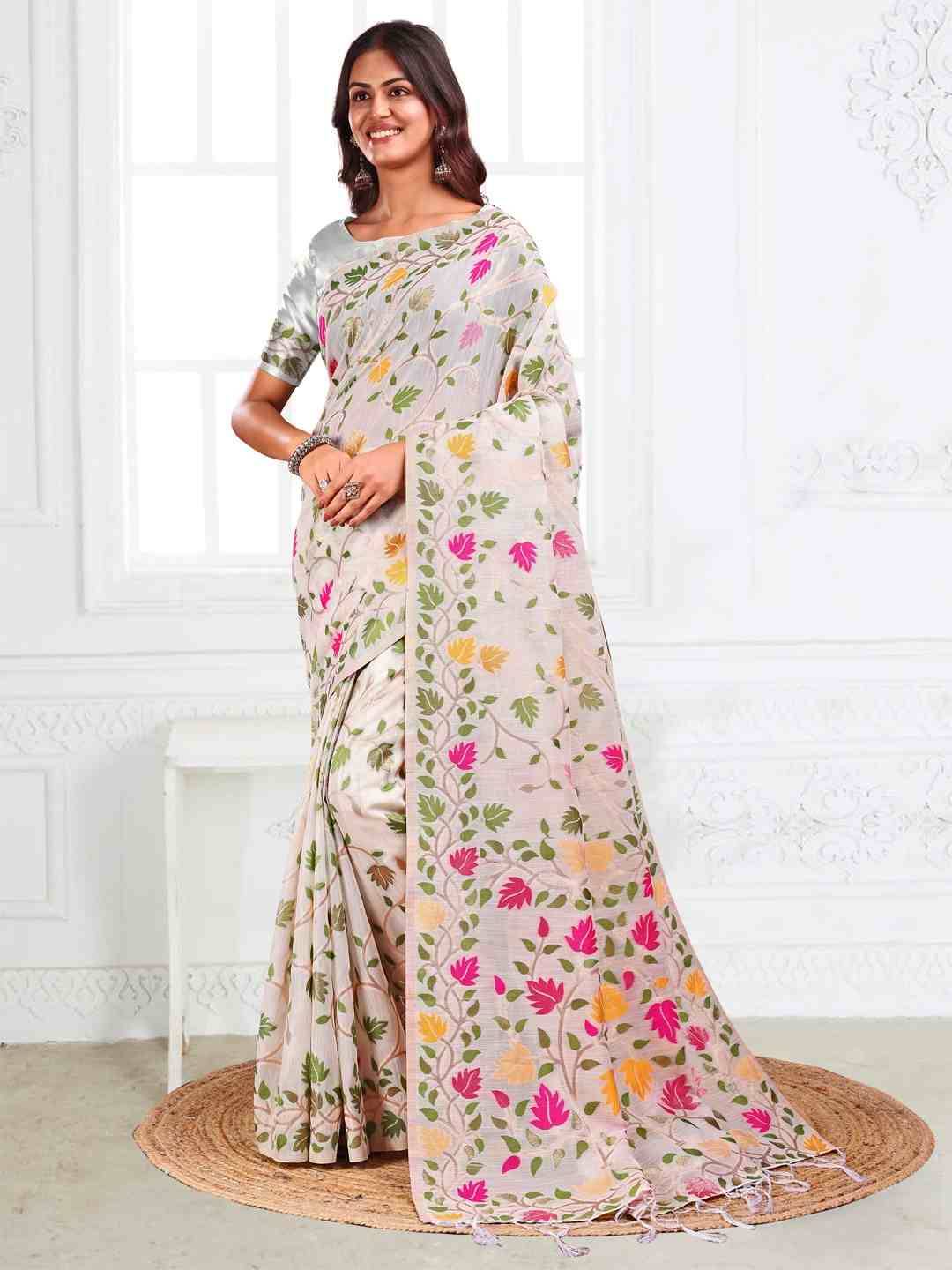 Gulbahar By Fashid Wholesale 1001 To 1006 Series Indian Traditional Wear Collection Beautiful Stylish Fancy Colorful Party Wear & Occasional Wear Linen Cotton Sarees At Wholesale Price