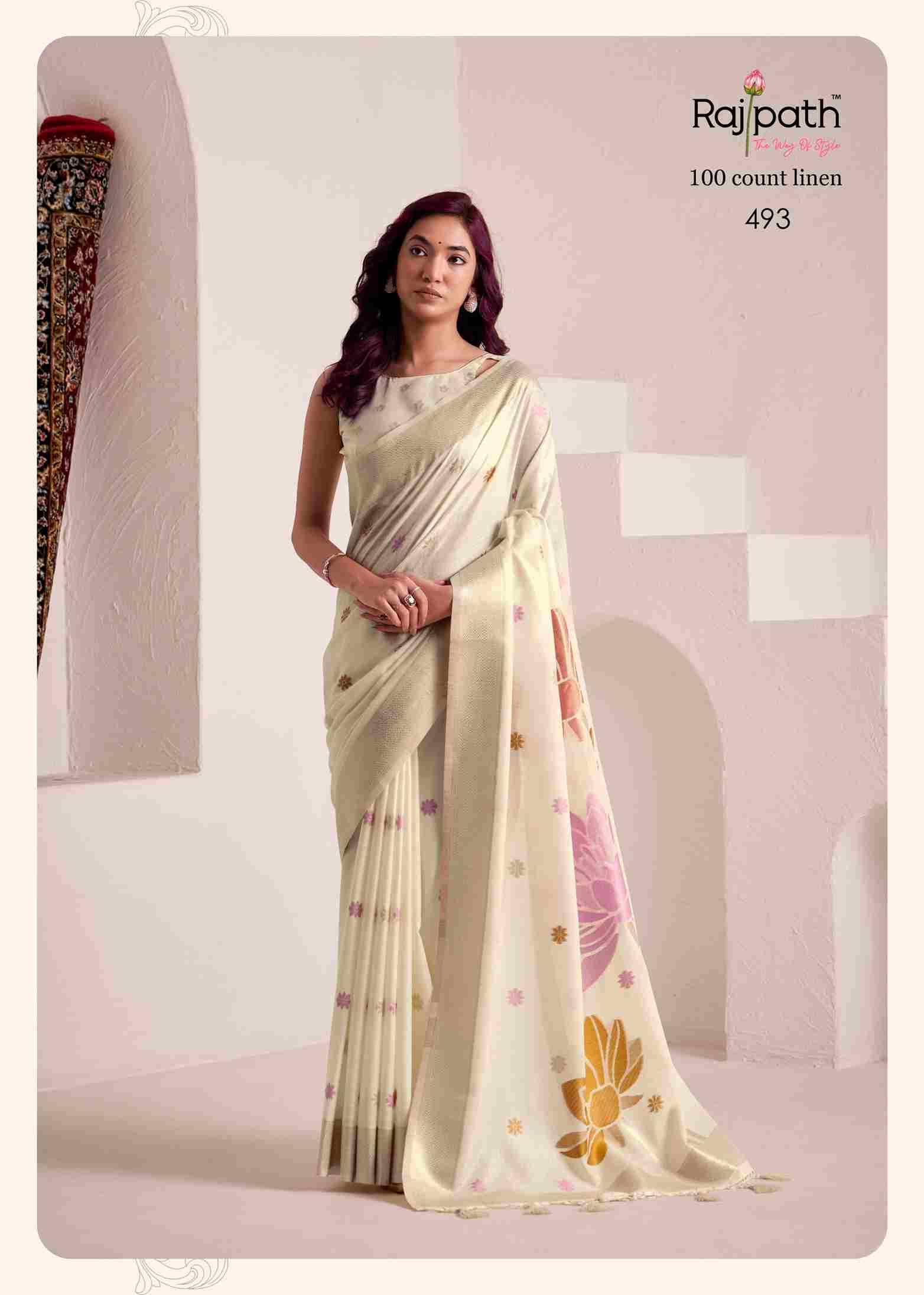 Dinamic Silk By Rajpath 492 To 497 Series Indian Traditional Wear Collection Beautiful Stylish Fancy Colorful Party Wear & Occasional Wear Linen Silk Sarees At Wholesale Price
