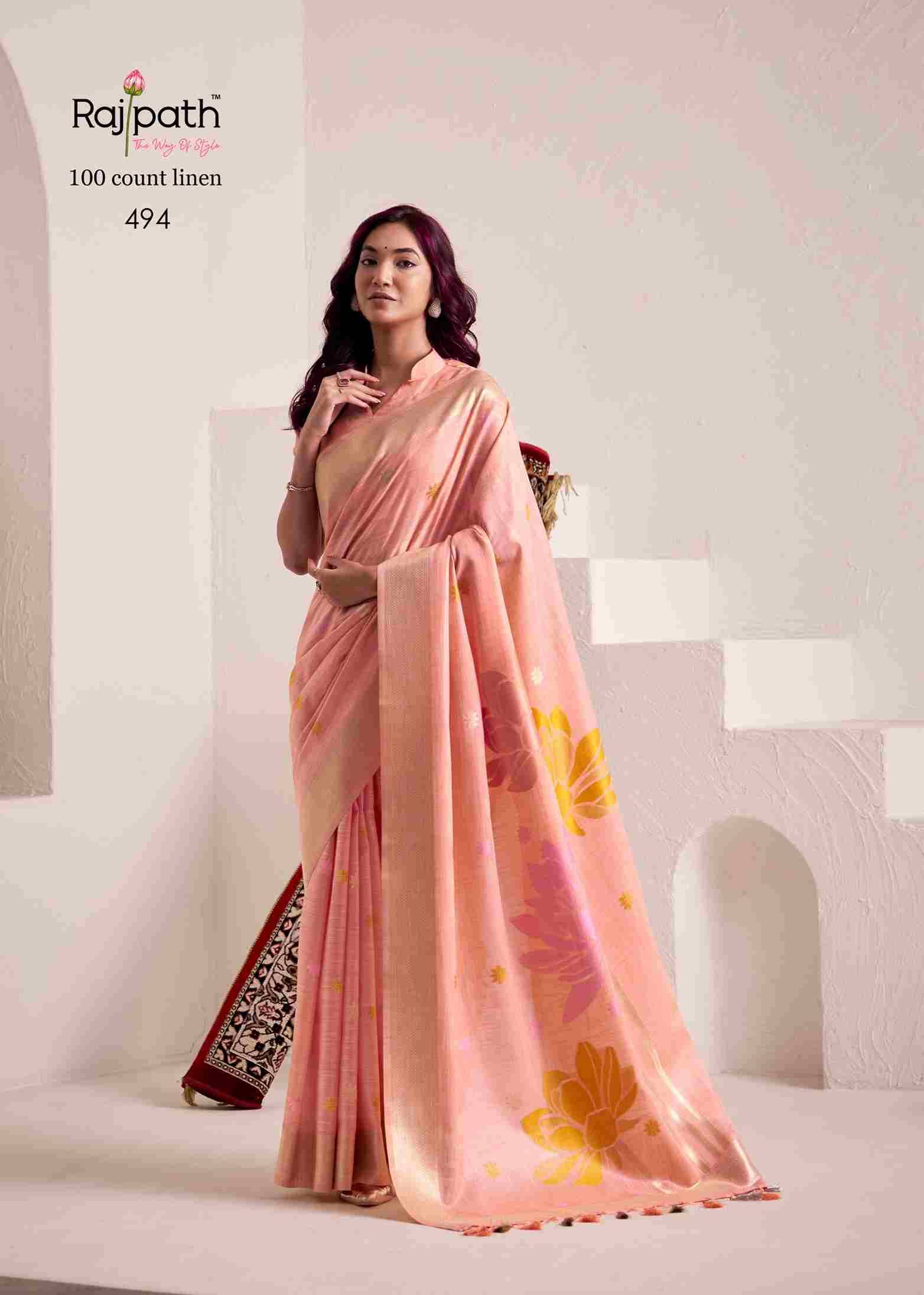 Dinamic Silk By Rajpath 492 To 497 Series Indian Traditional Wear Collection Beautiful Stylish Fancy Colorful Party Wear & Occasional Wear Linen Silk Sarees At Wholesale Price