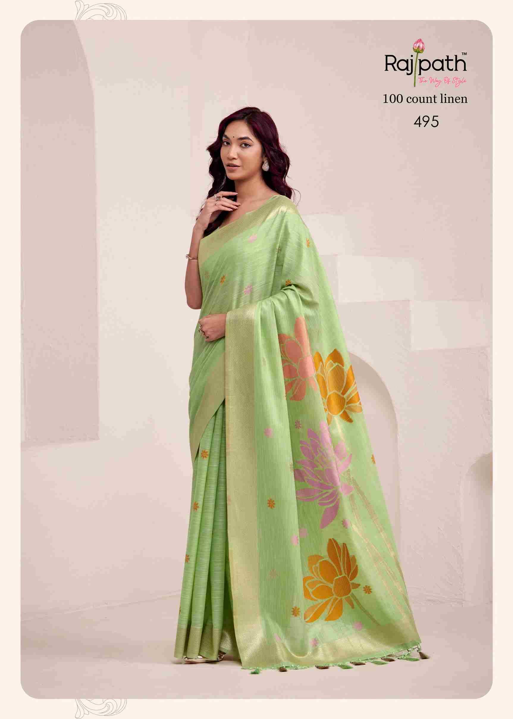 Dinamic Silk By Rajpath 492 To 497 Series Indian Traditional Wear Collection Beautiful Stylish Fancy Colorful Party Wear & Occasional Wear Linen Silk Sarees At Wholesale Price