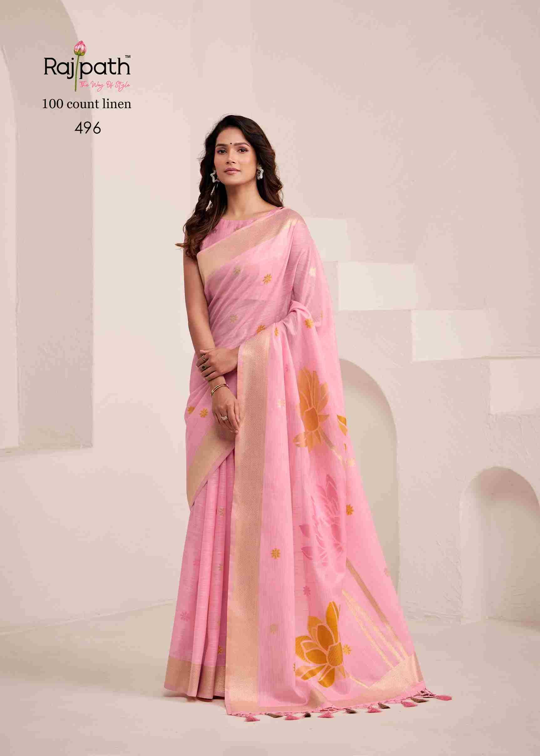 Dinamic Silk By Rajpath 492 To 497 Series Indian Traditional Wear Collection Beautiful Stylish Fancy Colorful Party Wear & Occasional Wear Linen Silk Sarees At Wholesale Price