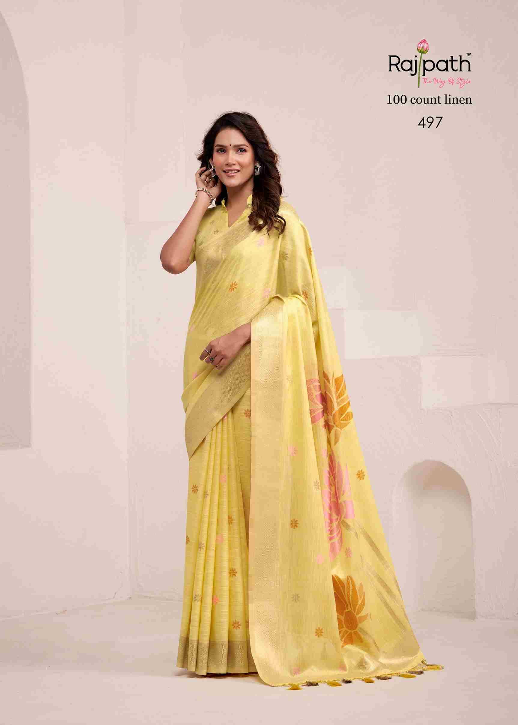 Dinamic Silk By Rajpath 492 To 497 Series Indian Traditional Wear Collection Beautiful Stylish Fancy Colorful Party Wear & Occasional Wear Linen Silk Sarees At Wholesale Price