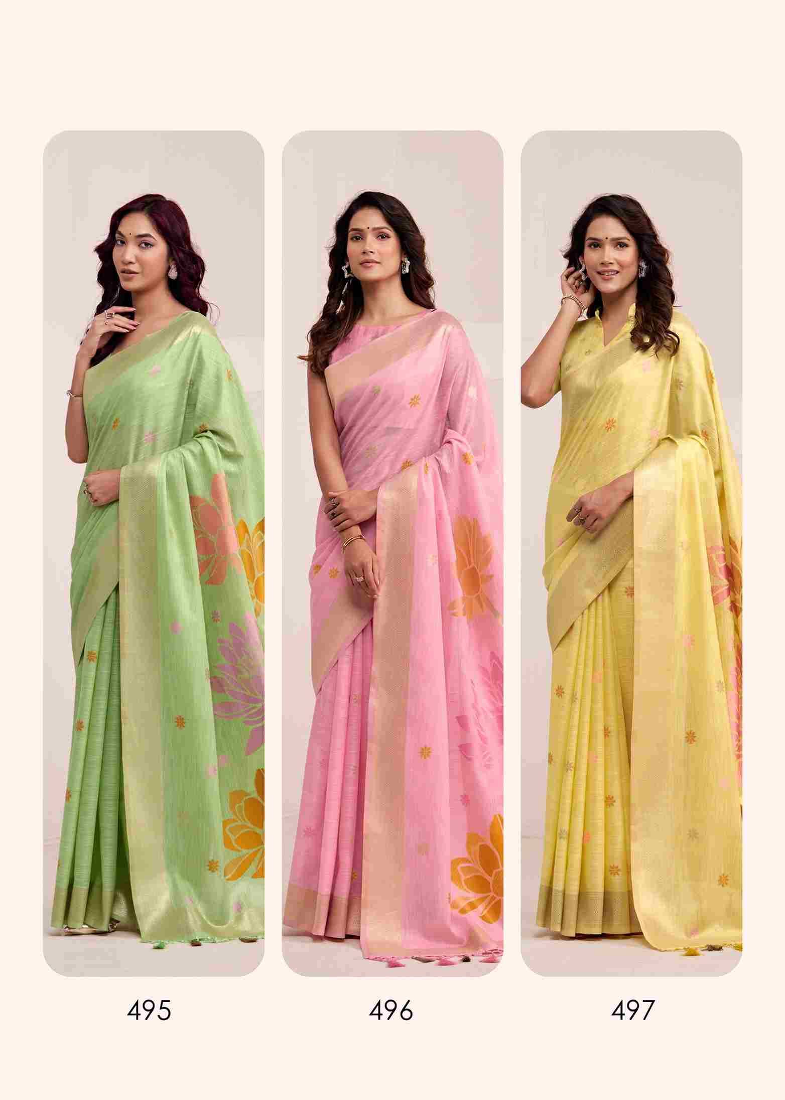 Dinamic Silk By Rajpath 492 To 497 Series Indian Traditional Wear Collection Beautiful Stylish Fancy Colorful Party Wear & Occasional Wear Linen Silk Sarees At Wholesale Price