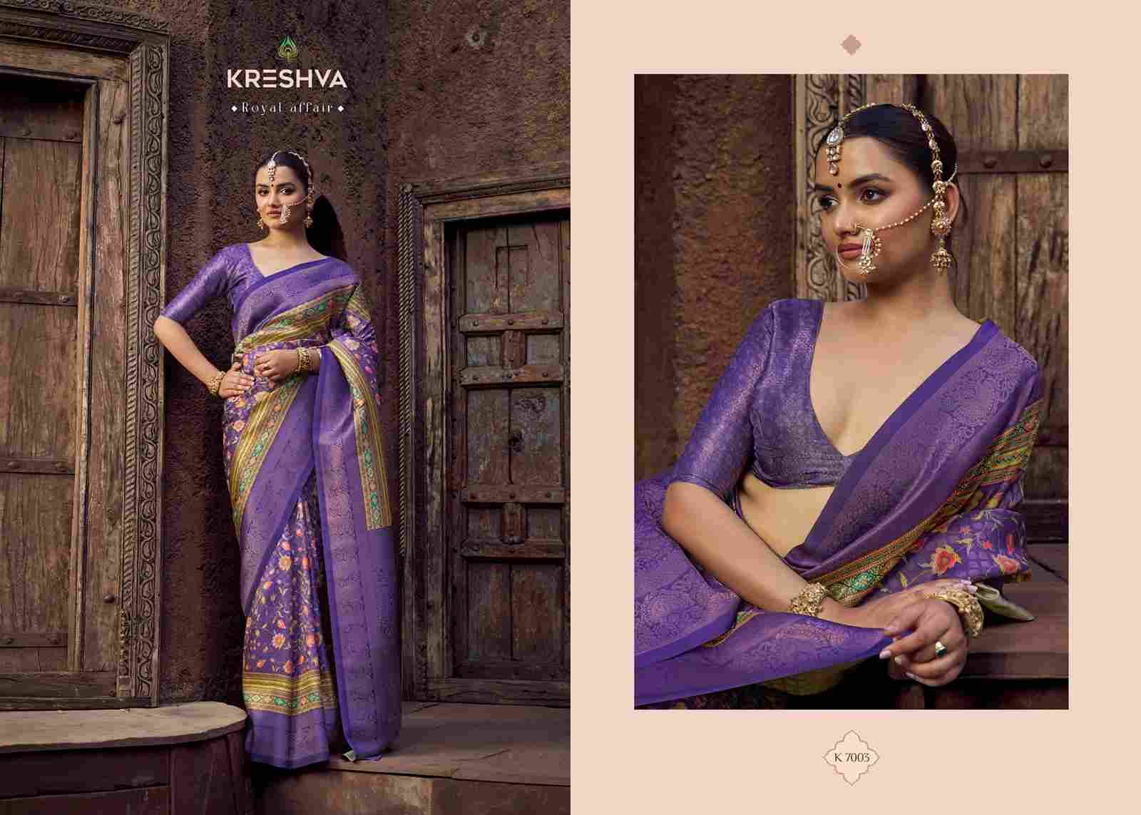 Rajasi By Kreshva 7002 To 7007 Series Indian Traditional Wear Collection Beautiful Stylish Fancy Colorful Party Wear & Occasional Wear Jacquard Silk Sarees At Wholesale Price