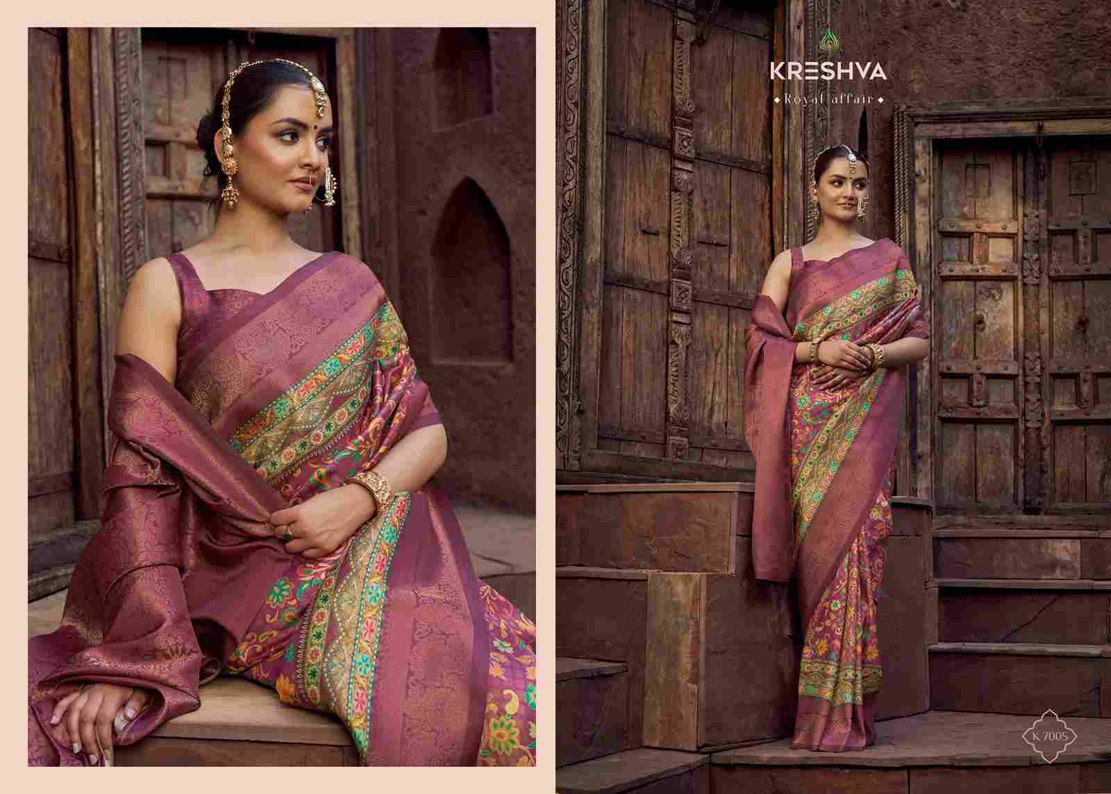 Rajasi By Kreshva 7002 To 7007 Series Indian Traditional Wear Collection Beautiful Stylish Fancy Colorful Party Wear & Occasional Wear Jacquard Silk Sarees At Wholesale Price