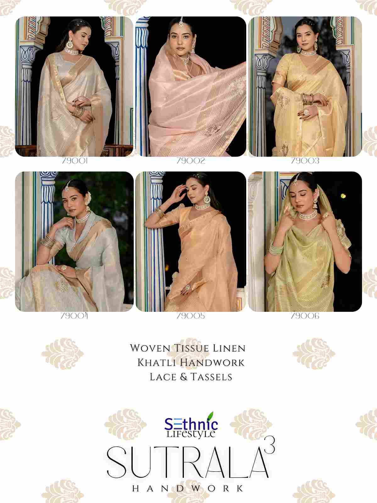 Sutrala Vol-3 By Sethnic 79001 To 79006 Series Indian Traditional Wear Collection Beautiful Stylish Fancy Colorful Party Wear & Occasional Wear Tissue Linen Sarees At Wholesale Price