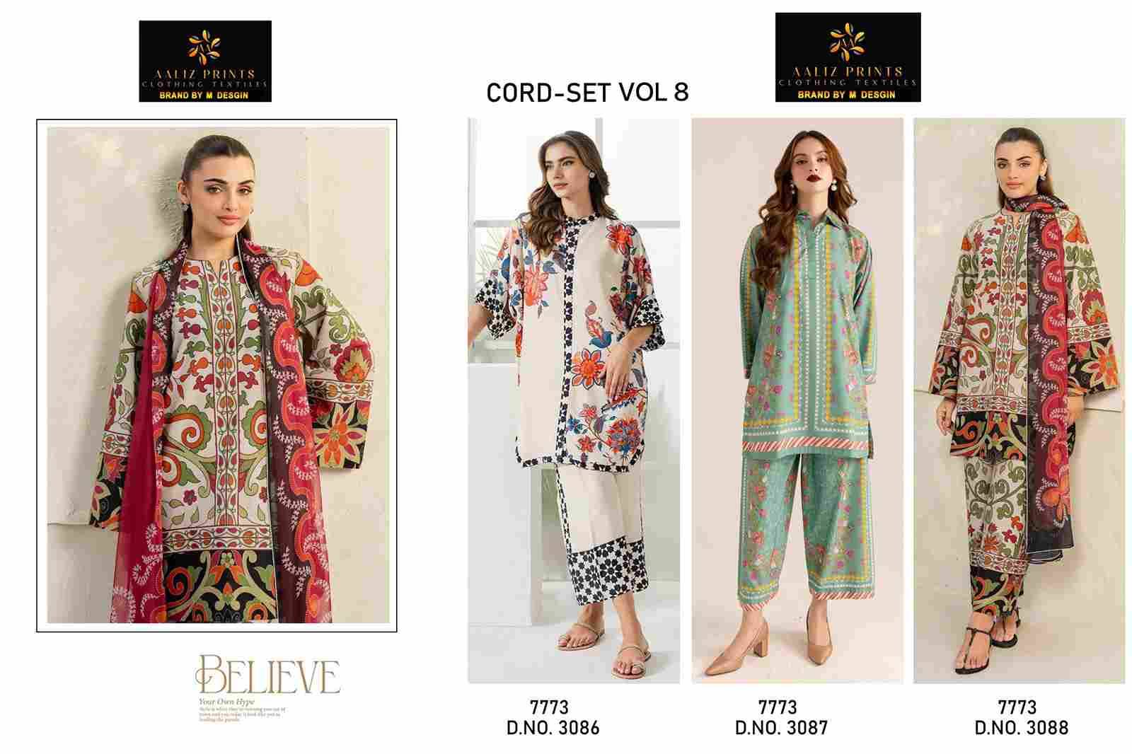 Cord Set Vol-8 By Aaliz Prints 3086 To 3088 Series Designer Stylish Fancy Colorful Beautiful Party Wear & Ethnic Wear Collection Lawn Print Co-Ord At Wholesale Price