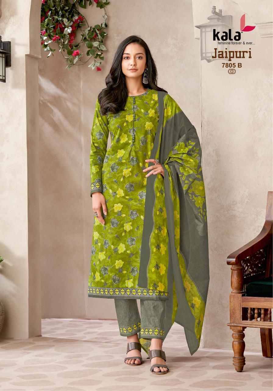 Jaipuri Vol-8 By Kala 7801-B To 7812-B Series Beautiful Suits Colorful Stylish Fancy Casual Wear & Ethnic Wear Premium Cotton Print Dresses At Wholesale Price