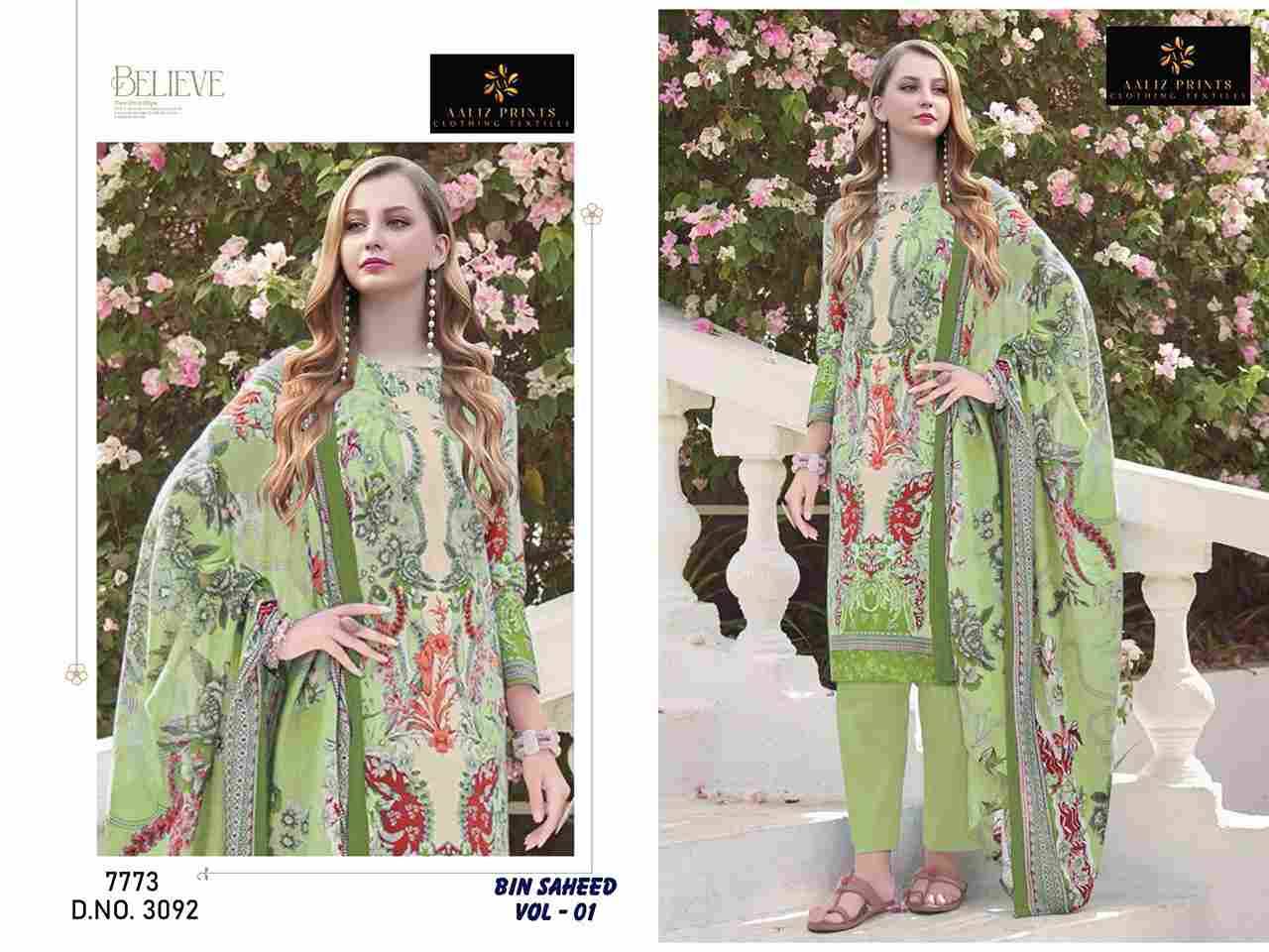 Bin Saheed Vol-1 By Aaliz Prints 3089 To 3092 Series Beautiful Festive Pakistani Suits Stylish Fancy Colorful Casual Wear & Ethnic Wear Soft Cotton Digital Print Dresses At Wholesale Price