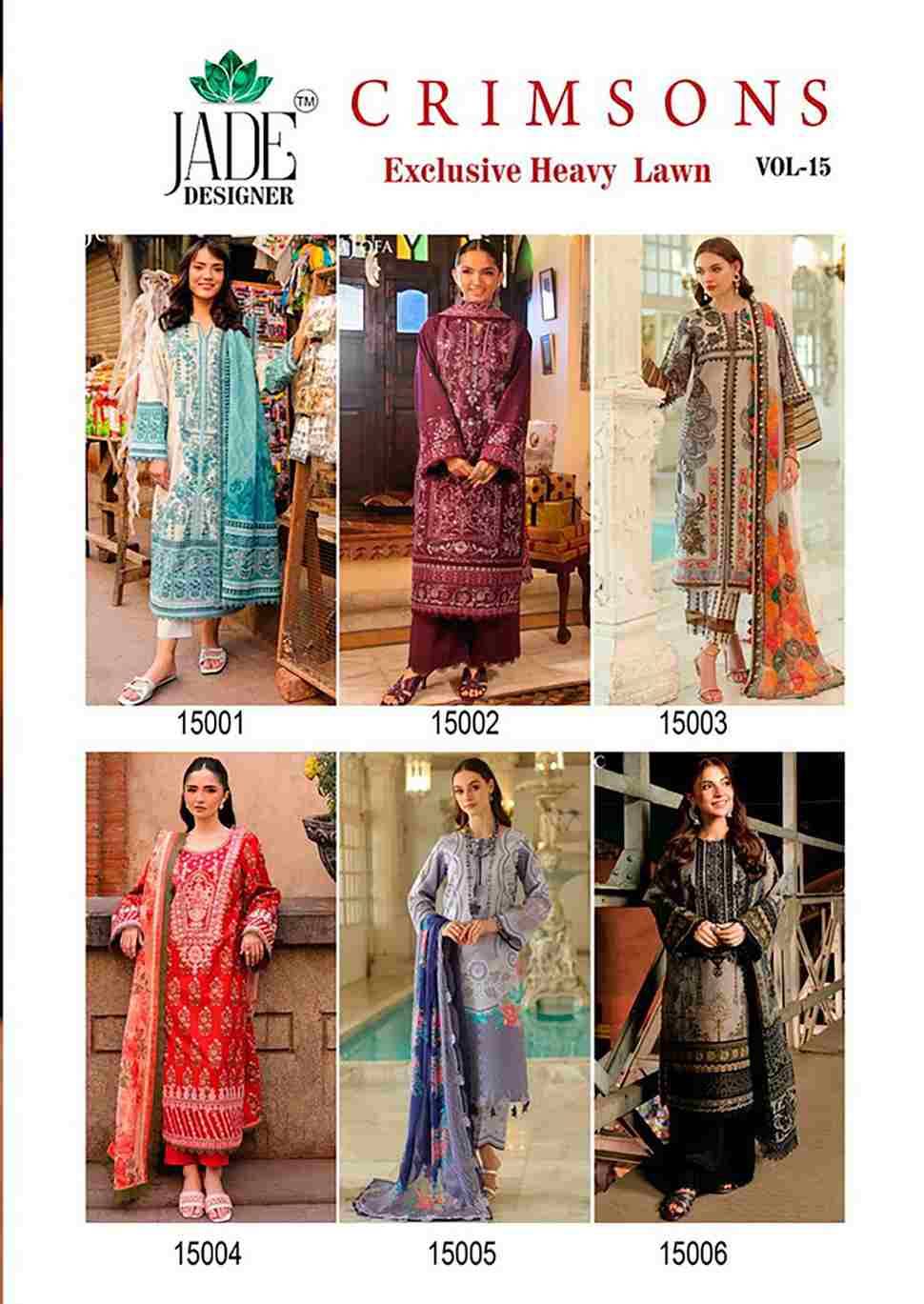 Crimsons Vol-15 By Jade 15001 To 15006 Series Beautiful Festive Suits Colorful Stylish Fancy Casual Wear & Ethnic Wear Pure Cambric Cotton Embroidered Dresses At Wholesale Price