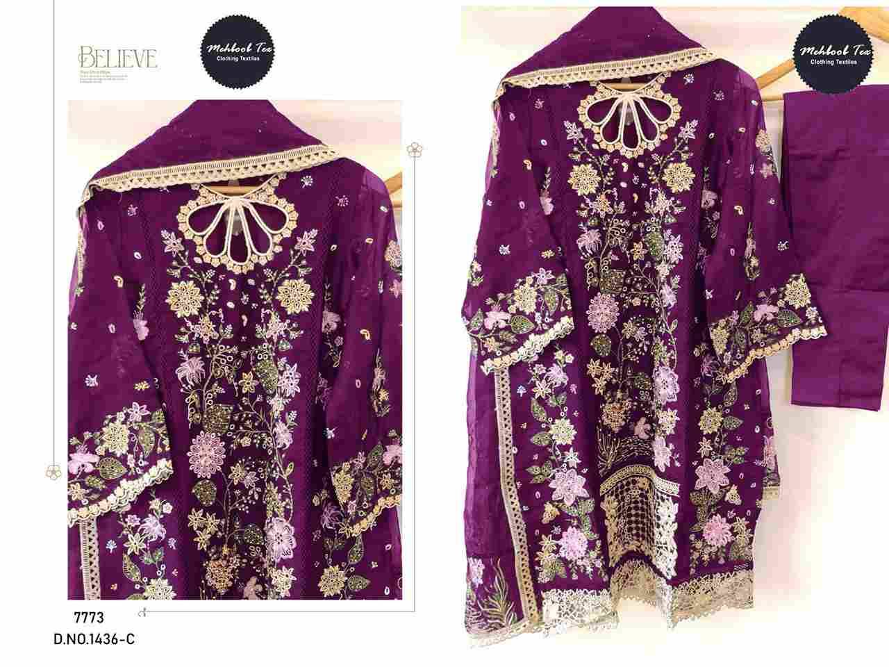 Mehboob Hit Design 1436 Colours By Mehboob Tex 1436-A To 1436-D Series Beautiful Winter Collection Pakistani Suits Stylish Fancy Colorful Casual Wear & Ethnic Wear Organza Embroidery Dresses At Wholesale Price