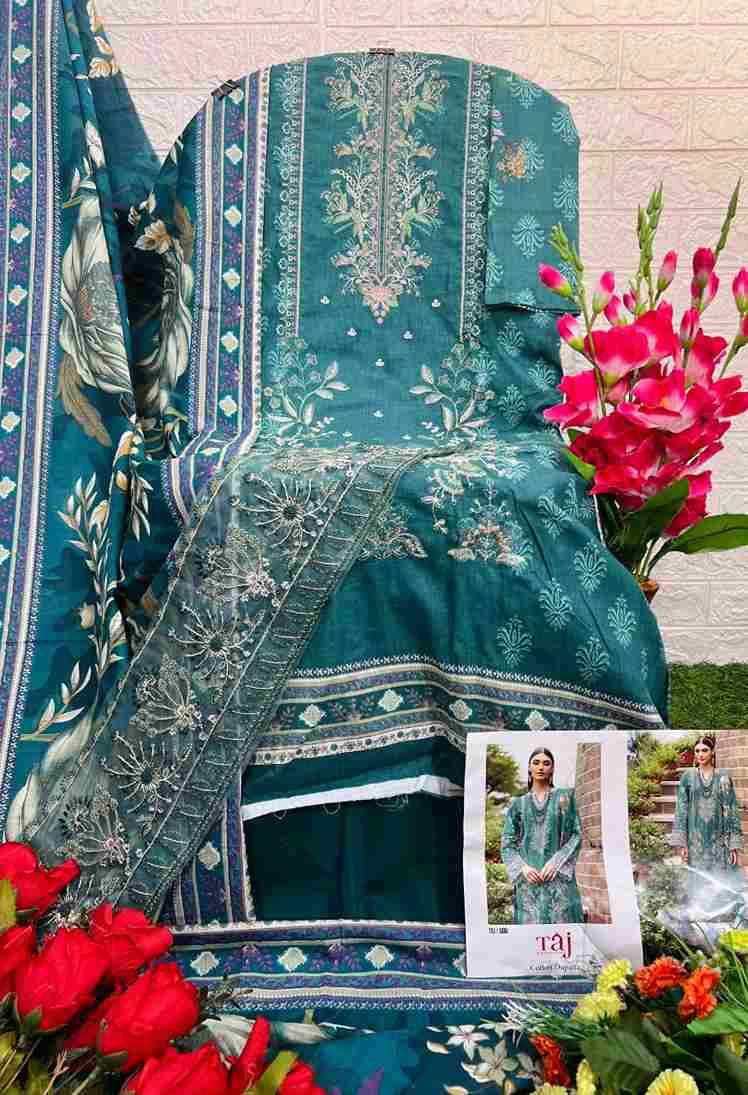 Taj Hit Design 600 By Taj Creation Beautiful Pakistani Suits Colorful Stylish Fancy Casual Wear & Ethnic Wear Pure Cotton Print With Embroidered Dresses At Wholesale Price
