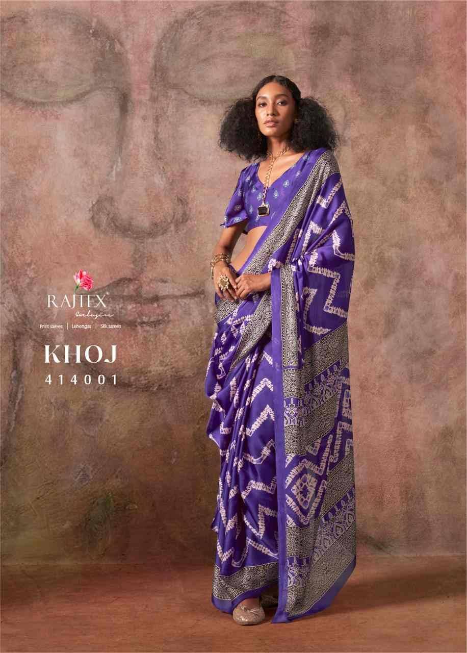 Khoj By Raj Tex 414001 To 414010 Series Indian Traditional Wear Collection Beautiful Stylish Fancy Colorful Party Wear & Occasional Wear Satin Crepe Sarees At Wholesale Price
