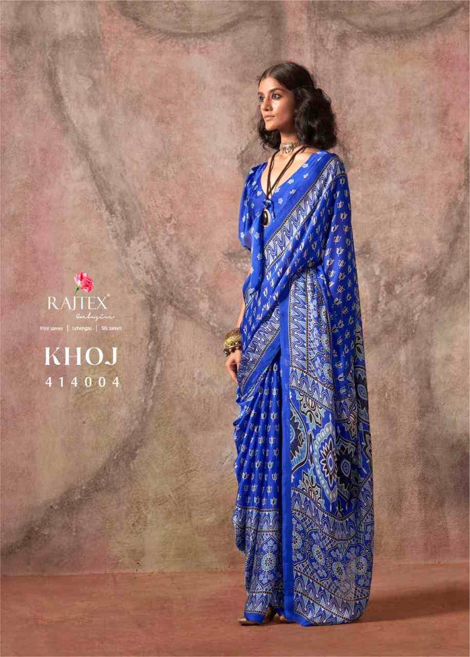 Khoj By Raj Tex 414001 To 414010 Series Indian Traditional Wear Collection Beautiful Stylish Fancy Colorful Party Wear & Occasional Wear Satin Crepe Sarees At Wholesale Price