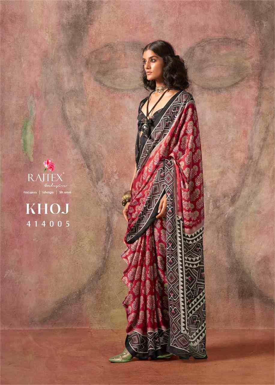 Khoj By Raj Tex 414001 To 414010 Series Indian Traditional Wear Collection Beautiful Stylish Fancy Colorful Party Wear & Occasional Wear Satin Crepe Sarees At Wholesale Price