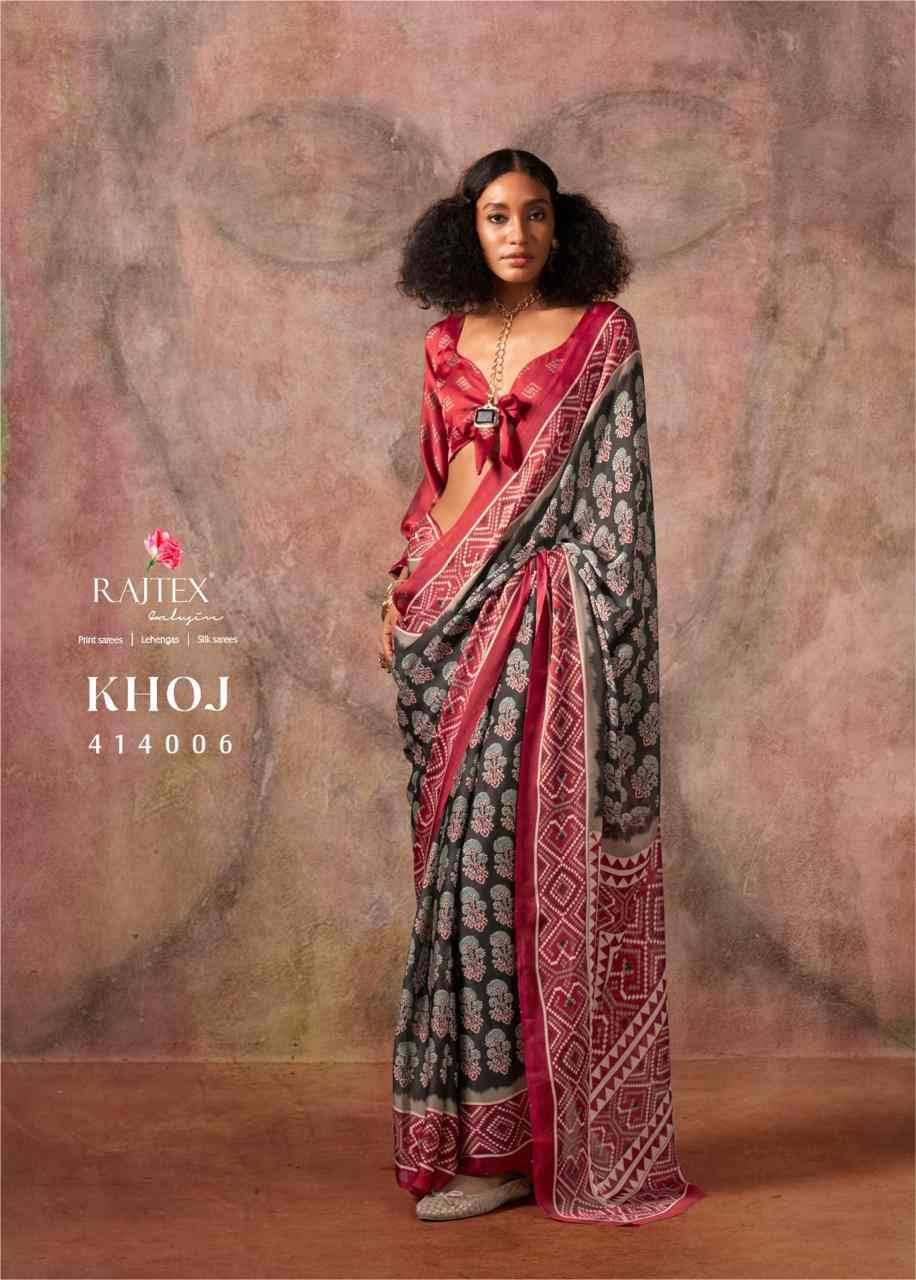 Khoj By Raj Tex 414001 To 414010 Series Indian Traditional Wear Collection Beautiful Stylish Fancy Colorful Party Wear & Occasional Wear Satin Crepe Sarees At Wholesale Price