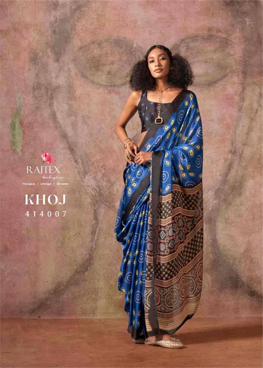 Khoj By Raj Tex 414001 To 414010 Series Indian Traditional Wear Collection Beautiful Stylish Fancy Colorful Party Wear & Occasional Wear Satin Crepe Sarees At Wholesale Price