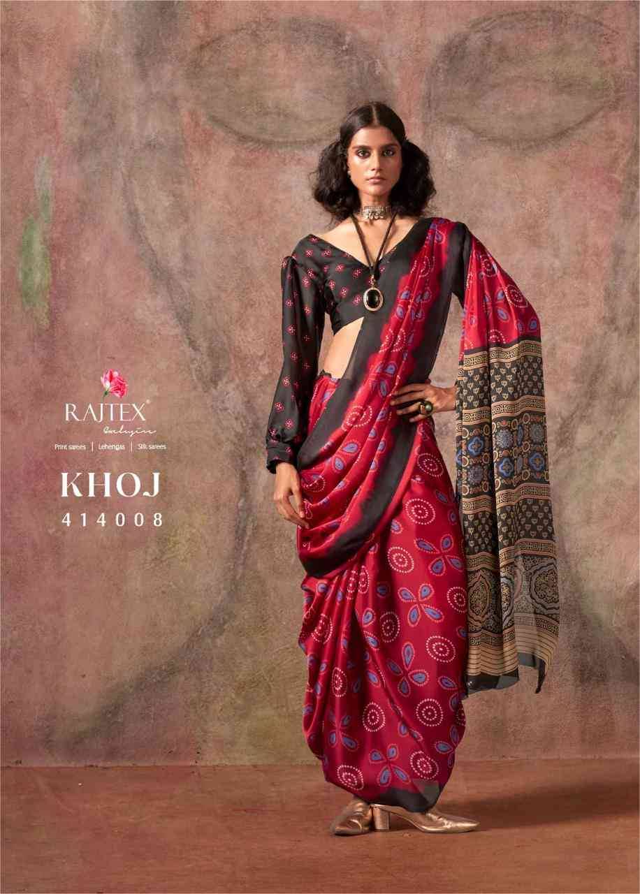 Khoj By Raj Tex 414001 To 414010 Series Indian Traditional Wear Collection Beautiful Stylish Fancy Colorful Party Wear & Occasional Wear Satin Crepe Sarees At Wholesale Price
