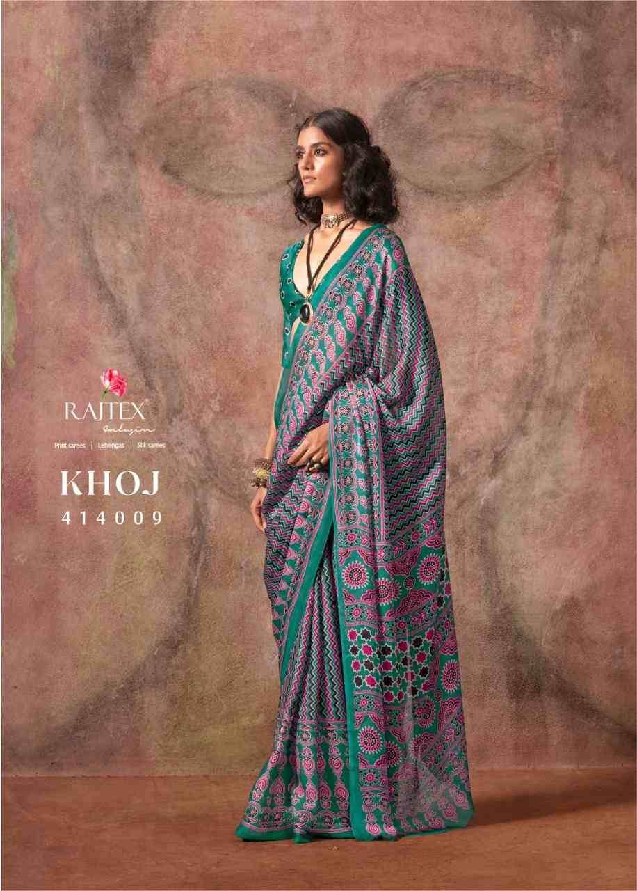 Khoj By Raj Tex 414001 To 414010 Series Indian Traditional Wear Collection Beautiful Stylish Fancy Colorful Party Wear & Occasional Wear Satin Crepe Sarees At Wholesale Price