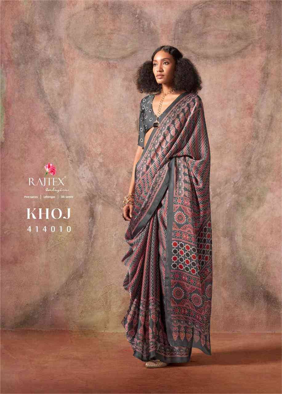 Khoj By Raj Tex 414001 To 414010 Series Indian Traditional Wear Collection Beautiful Stylish Fancy Colorful Party Wear & Occasional Wear Satin Crepe Sarees At Wholesale Price