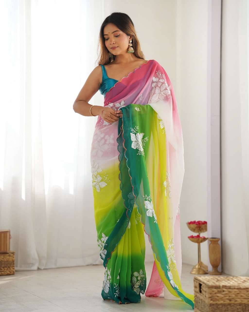 Pariniti By PC 01 To 05 Series Indian Traditional Wear Collection Beautiful Stylish Fancy Colorful Party Wear & Occasional Wear Georgette Sarees At Wholesale Price