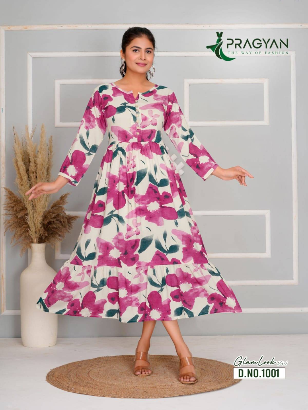 Glam Look Vol-1 By Pragyan 1001 To 1006 Series Beautiful Stylish Fancy Colorful Casual Wear & Ethnic Wear & Ready To Wear Heavy Rayon Gowns At Wholesale Price