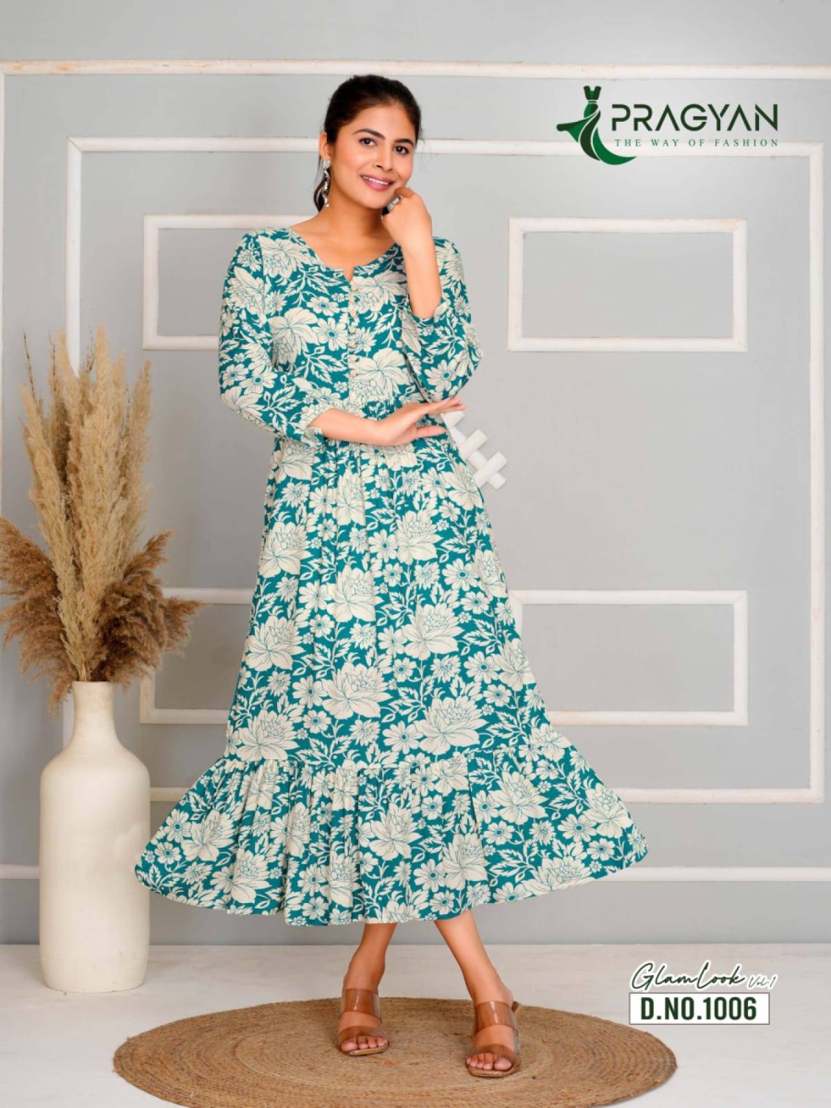 Glam Look Vol-1 By Pragyan 1001 To 1006 Series Beautiful Stylish Fancy Colorful Casual Wear & Ethnic Wear & Ready To Wear Heavy Rayon Gowns At Wholesale Price