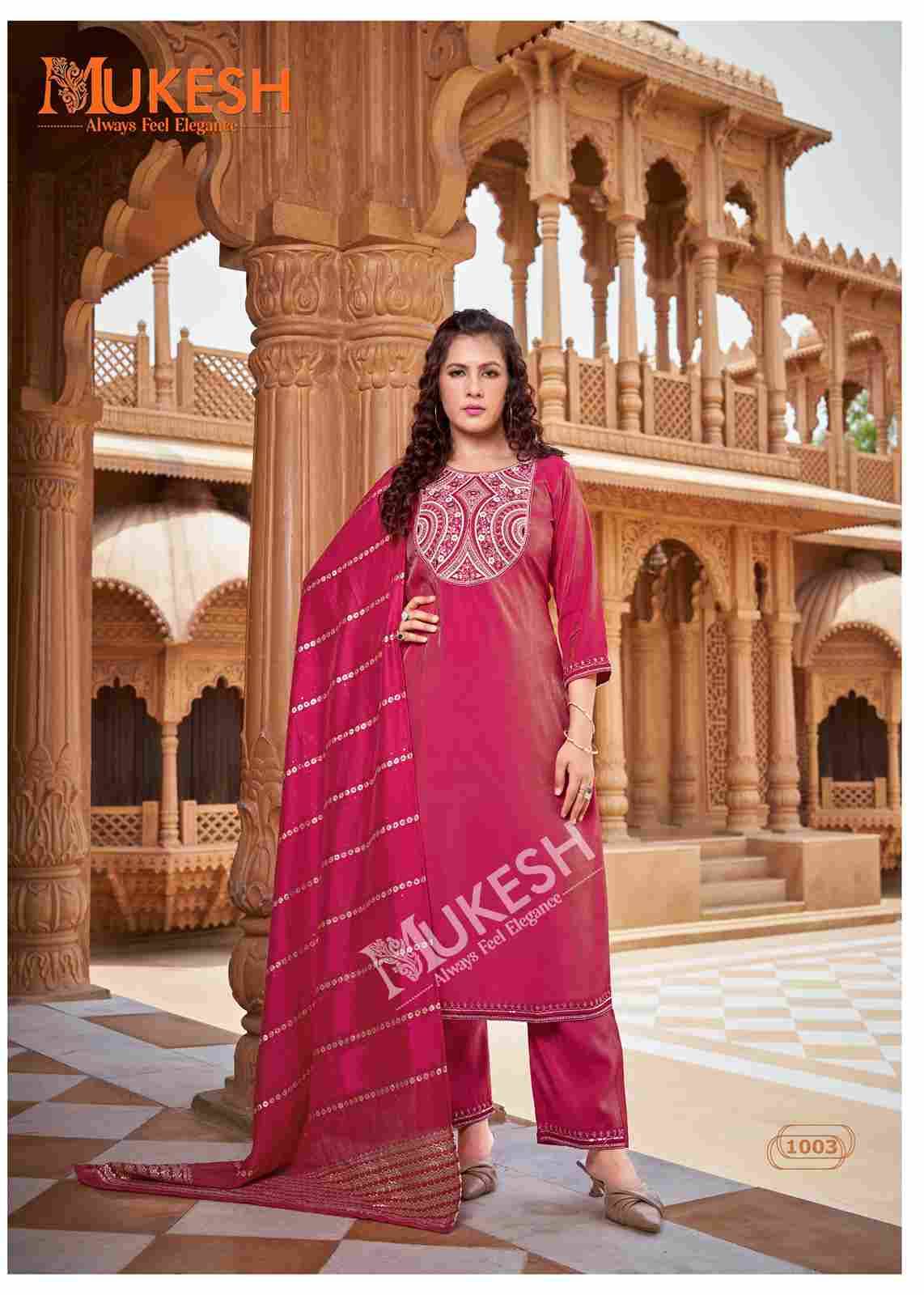 Sindoor By Mukesh 1001 To 1004 Series Beautiful Suits Colorful Stylish Fancy Casual Wear & Ethnic Wear Roman Shimmer Dresses At Wholesale Price